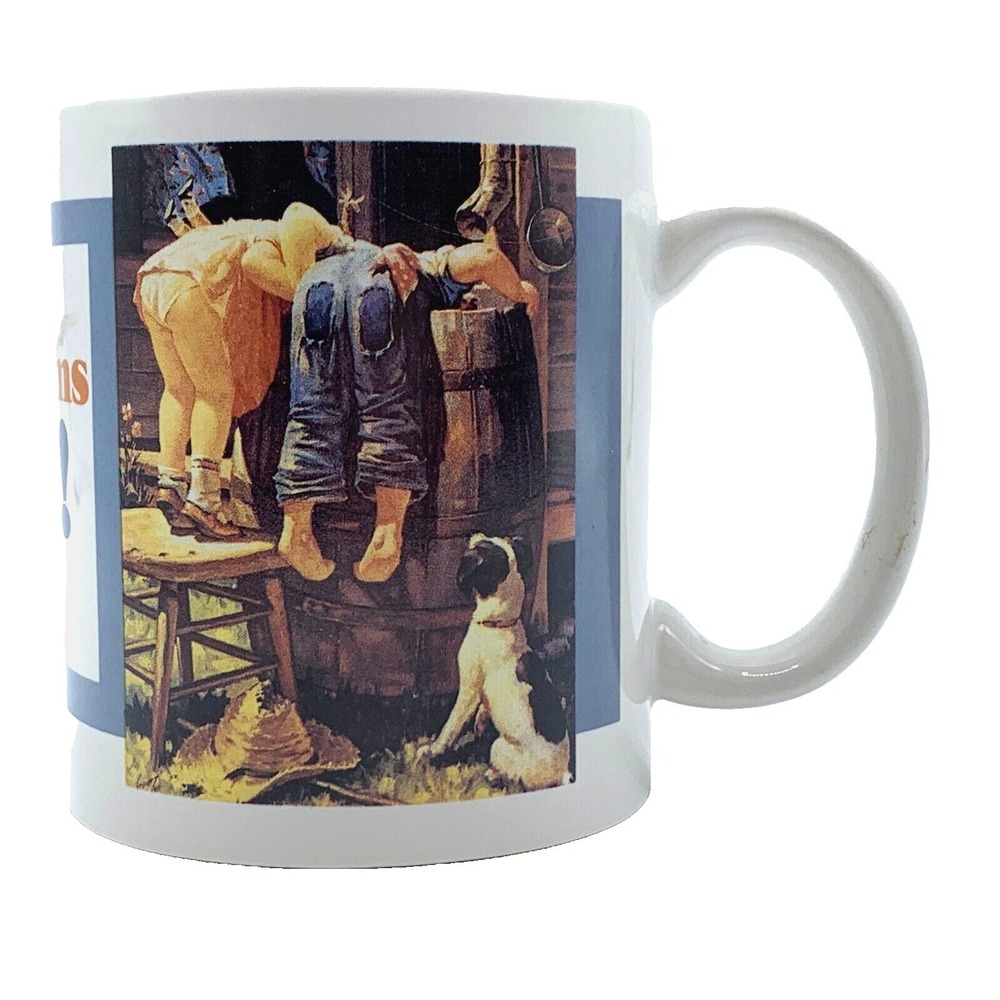Vintage Leanin' Tree Bottoms Up! Novelty Funny Coffee Mug Tea Humor Cup